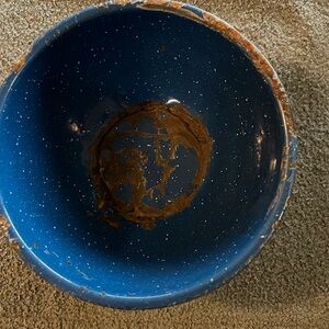 Vintage Blue Speckled Art Bowl